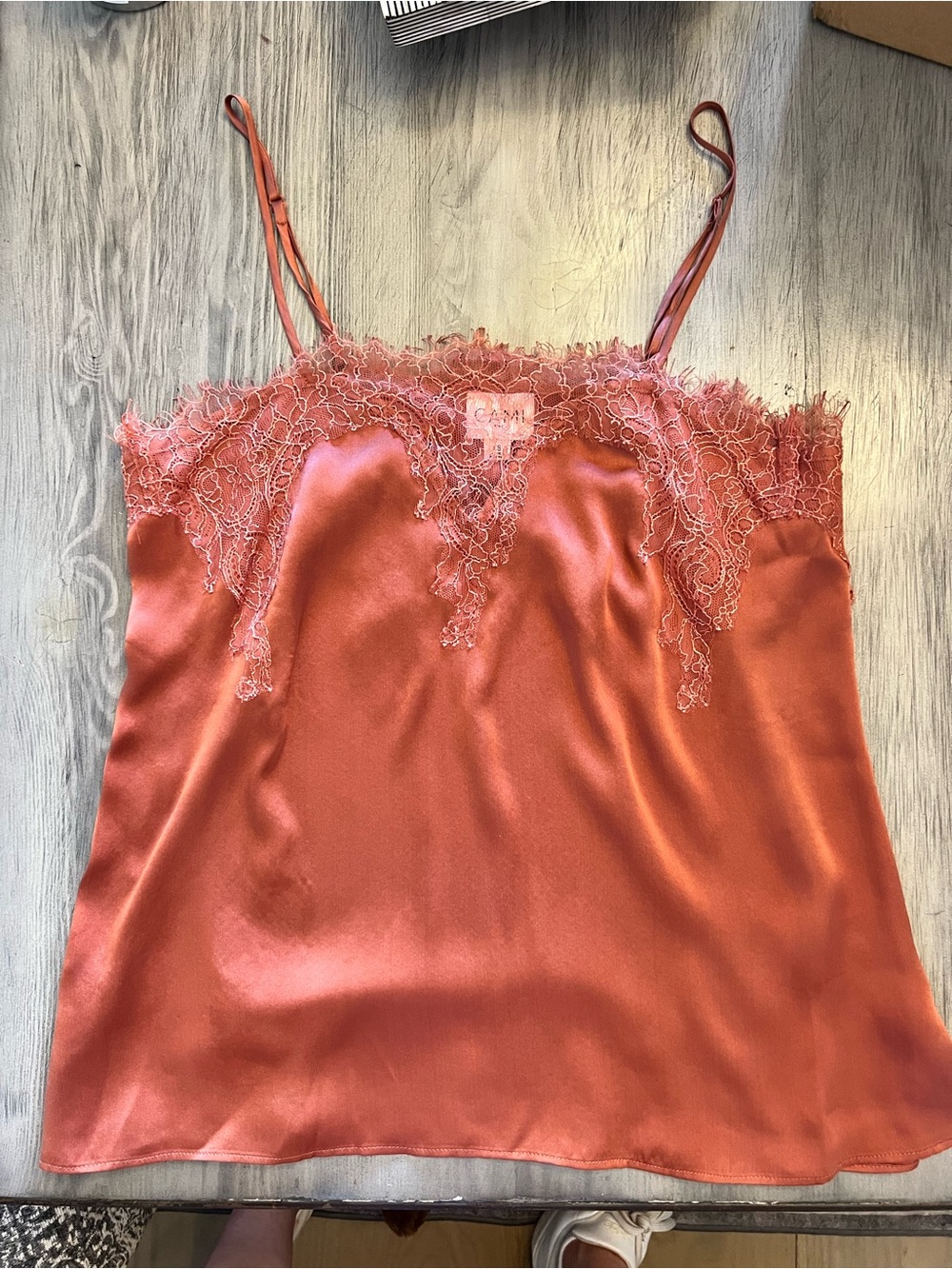 Cami NYC Rust Lace-Trim Satin Cami
